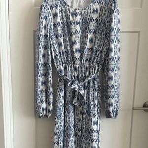 Blue and White Patterned Dress